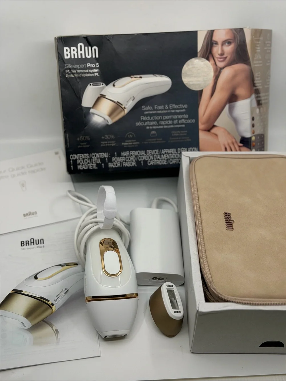 Silk-expert Pro 5 Hair Removal Device in White & Gold